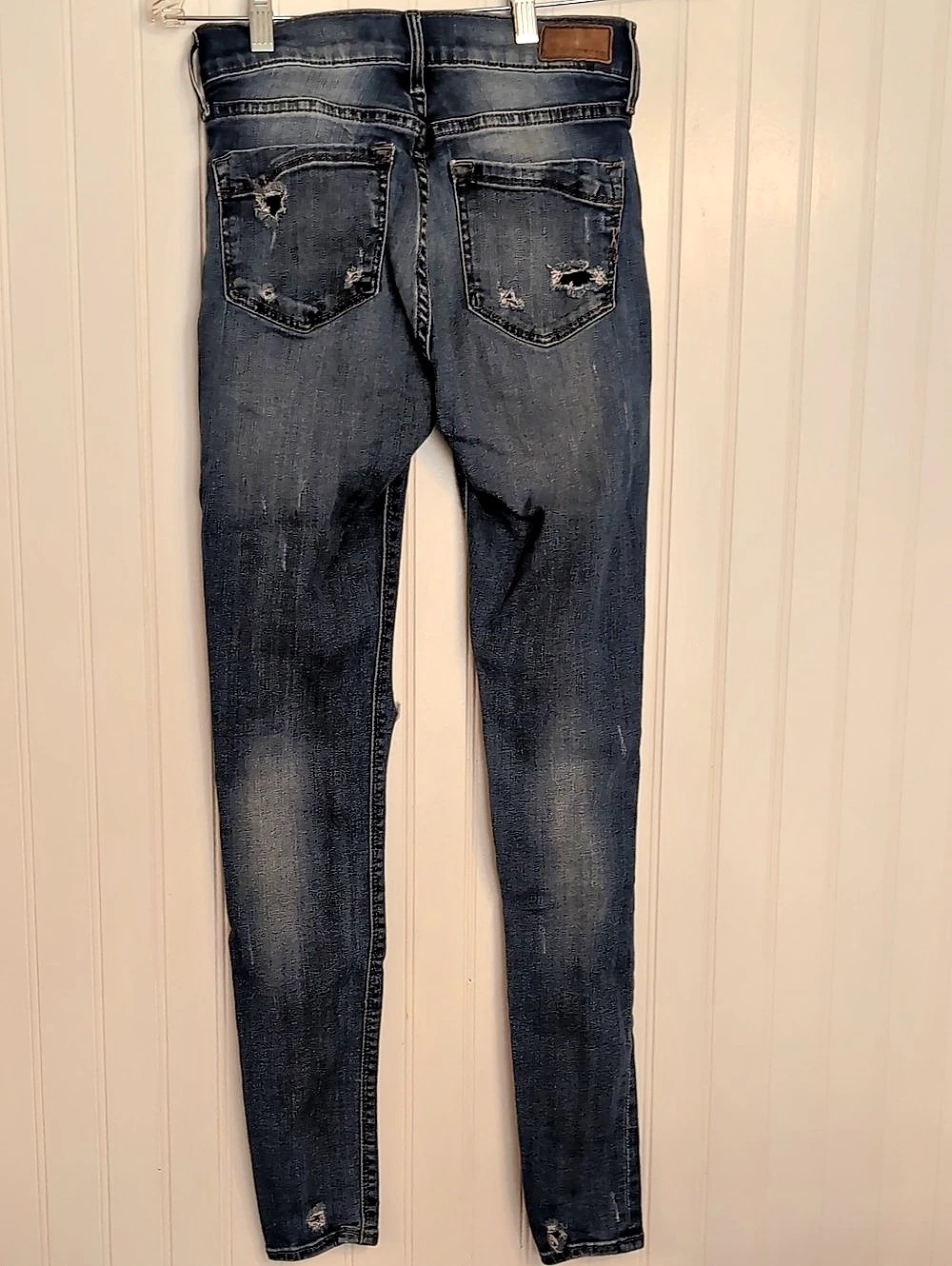 Express Mid Rise Legging Jeans Distressed Blue - Picture 2 of 4